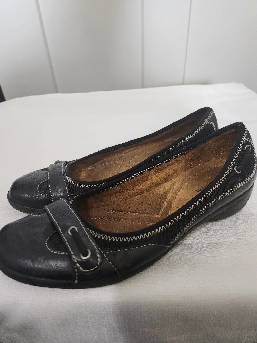 Naturalizer Women's Black Leather Casual Mary Jane Flats-Size 8.5